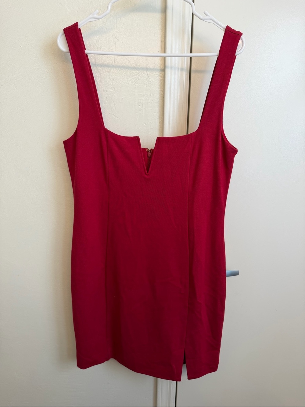 Lovers + Friends Draya Mini Dress Red V-Notch Bodycon Mini Dress Size Large - Picture 3 of 10